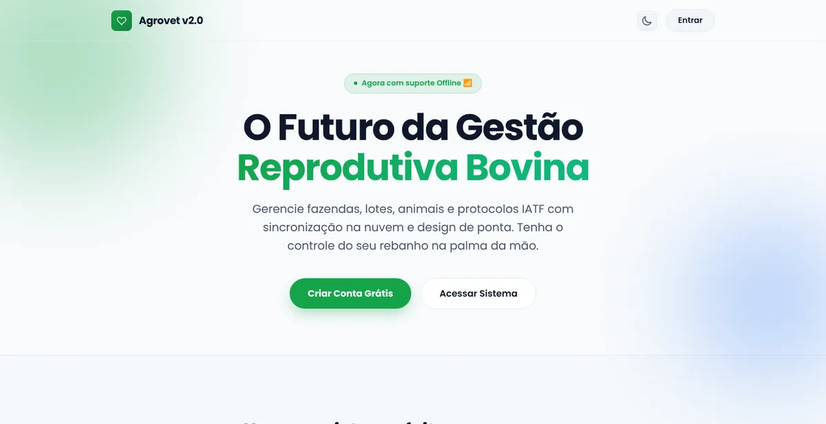 Tela inicial do Agrovet